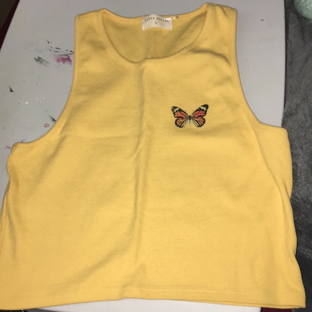 yellow butterfly top